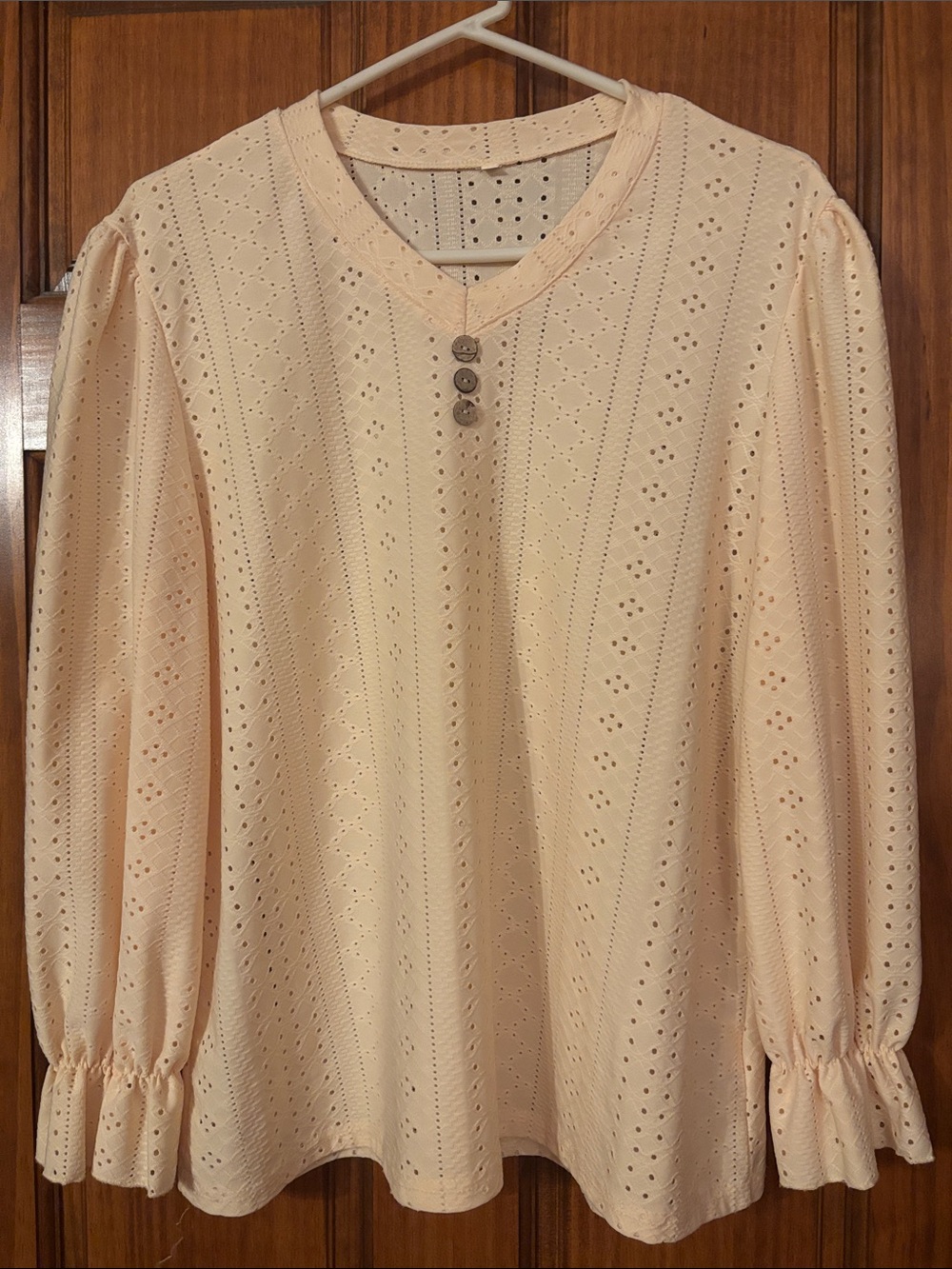 Women’s Lt yellow Eyelet Long-Sleeve Top